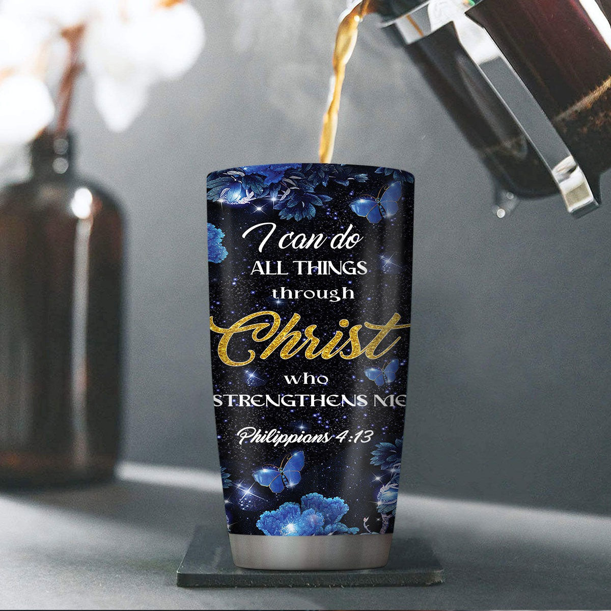 Personalized Christian Tumbler I Can Do All Things Through Christ Who Strengthens Me Butterfly