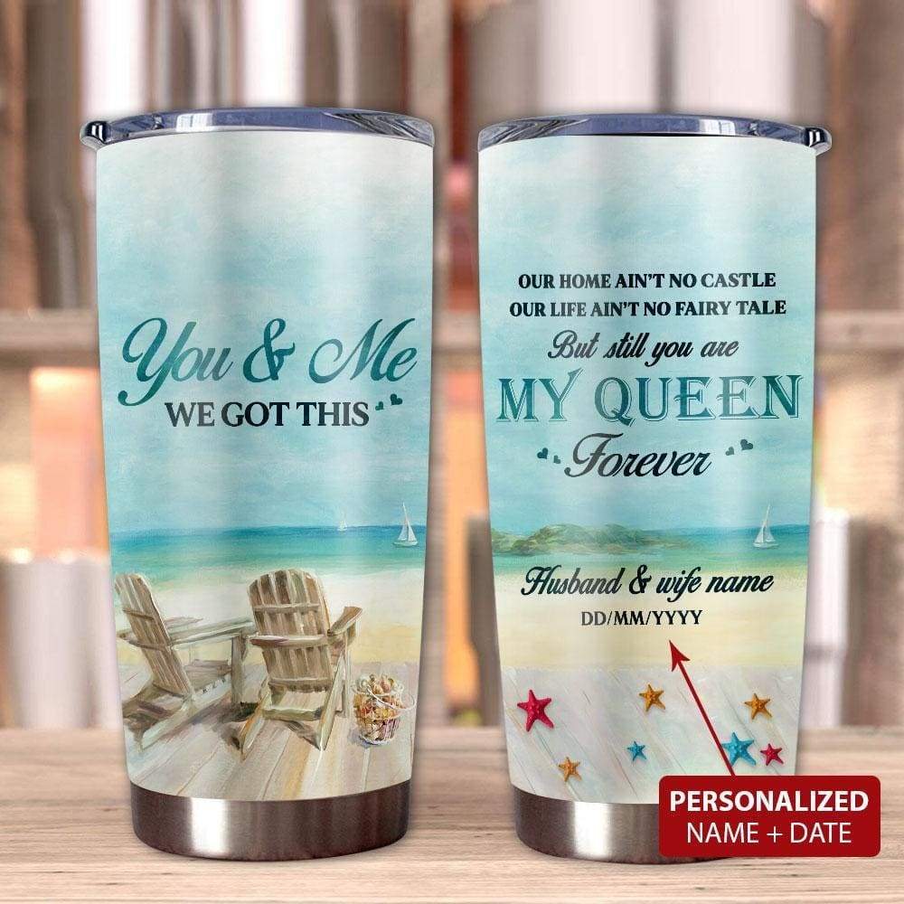 Personalized Wife Tumbler Our Home Ain't No Castle Beach