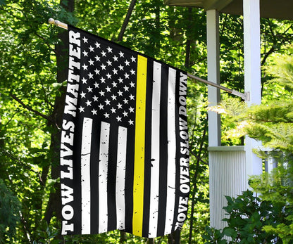 Thin Yellow Line Flag Tow Lives Matter Slow Down Move Over And U.S Flag Vertical Trucker Gift