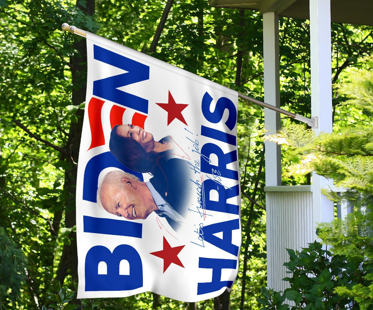 Biden Harris 2024 Flag Let's Finish The Job Joe Biden Campaign Merch 2024 Presidential Election