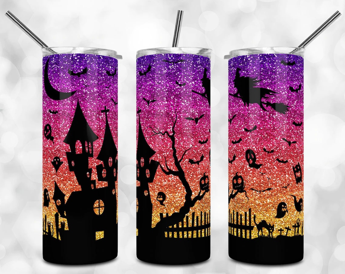 Halloween Skinny Tumbler Glitter Skinny Tumbler