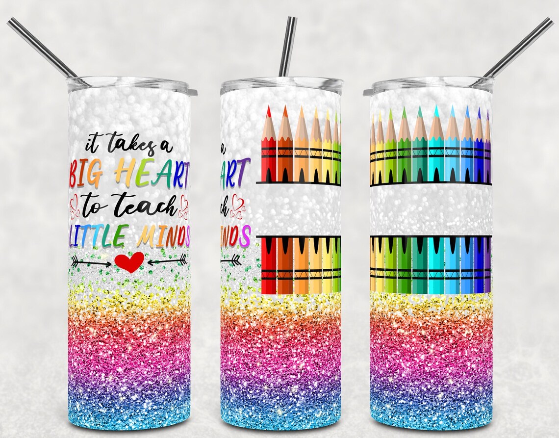 Personalize Teacher Skinny Tumbler Big Heart to Teach Little Minds