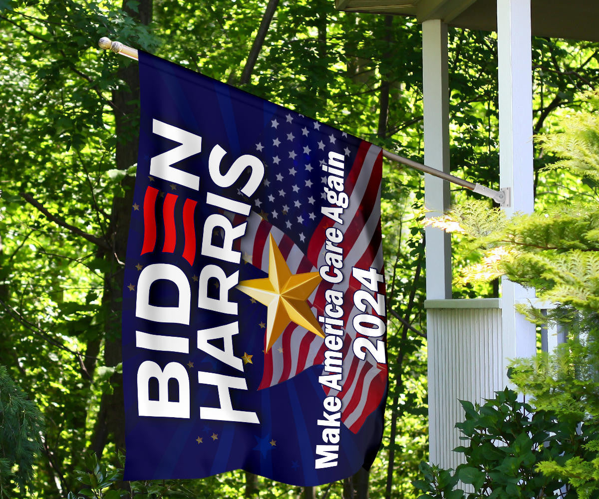 Biden Harris 2024 Flag Make America Care Again Biden Harris Campaign Merch For Sale