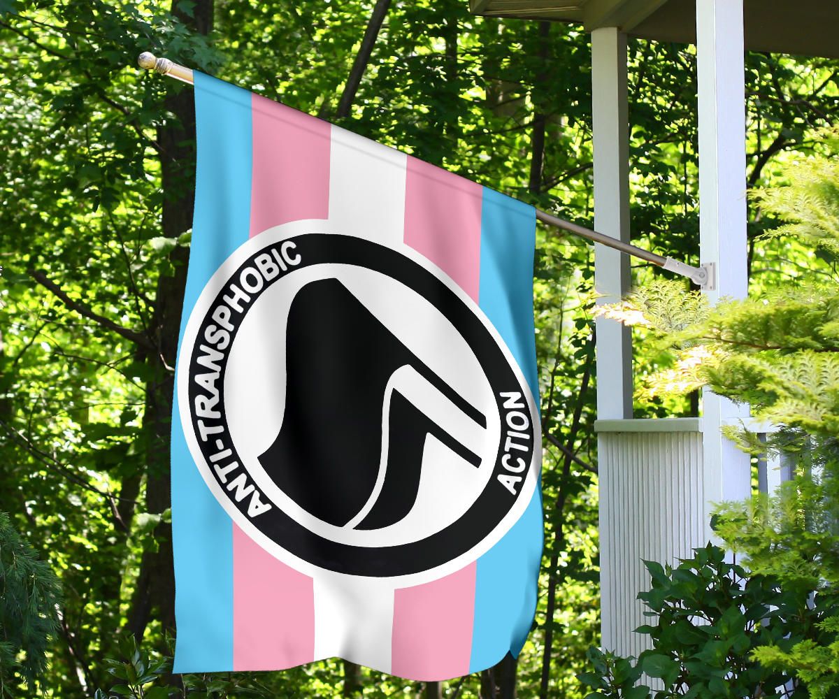 Anti Transphobic Action Flag Anti Homophobia Antifa Pride Transgender Trans Flag LGBT Merch