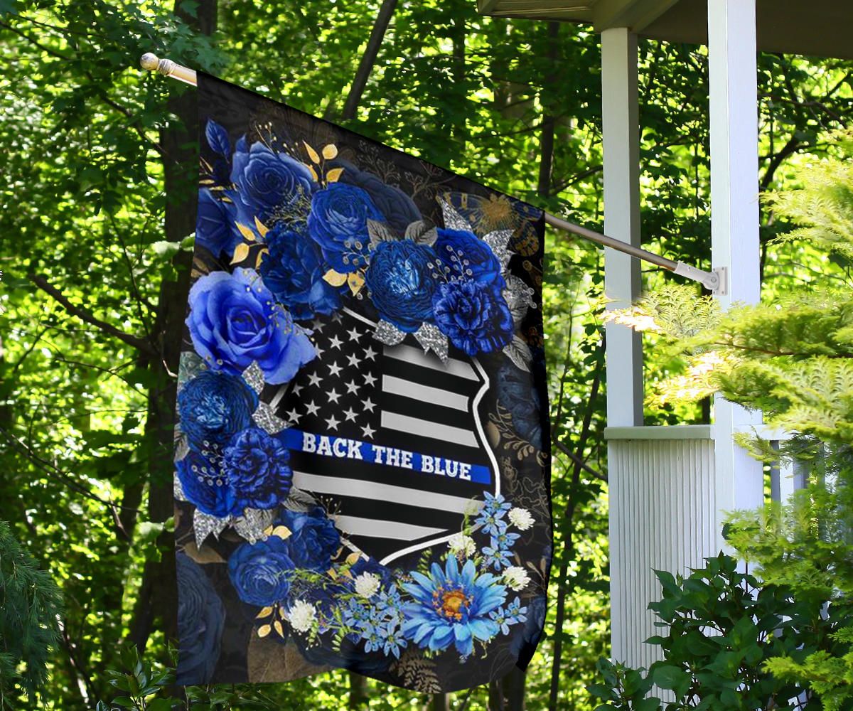 Back The Blue Flag Flower Thin Blue Line Flag Decor Support Police Law Enforcement Gift