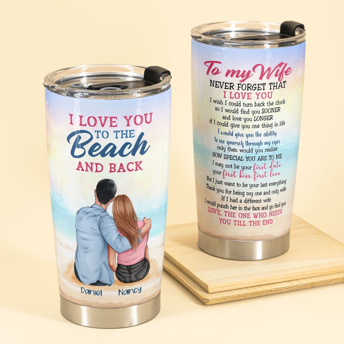 Personalized To My Wife Tumbler I Love You To The Beach And Back