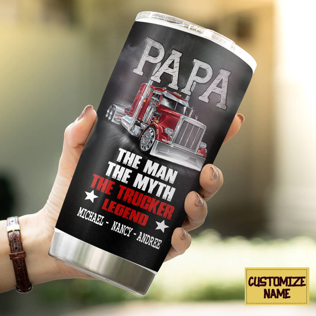 Personalized Trucker 20oz Tumbler Papa Truckers Make The Best Dads