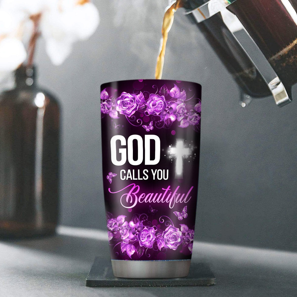 Personalized Christian Tumbler God Calls You Beautiful Butterfly