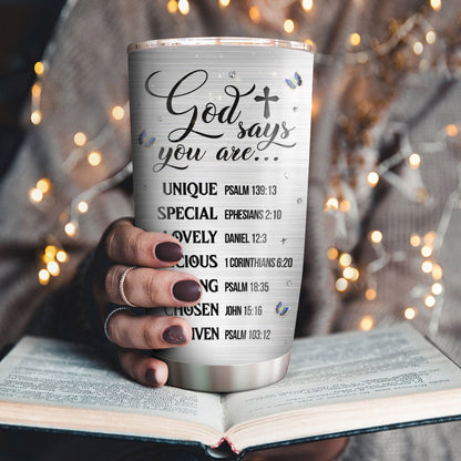 Personalized Christian Tumbler God Says You Are Butterfly