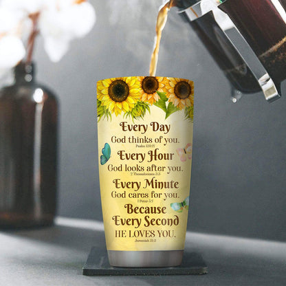 Personalized Christian Tumbler Everyday God Thinks Of You Sunflower Cross