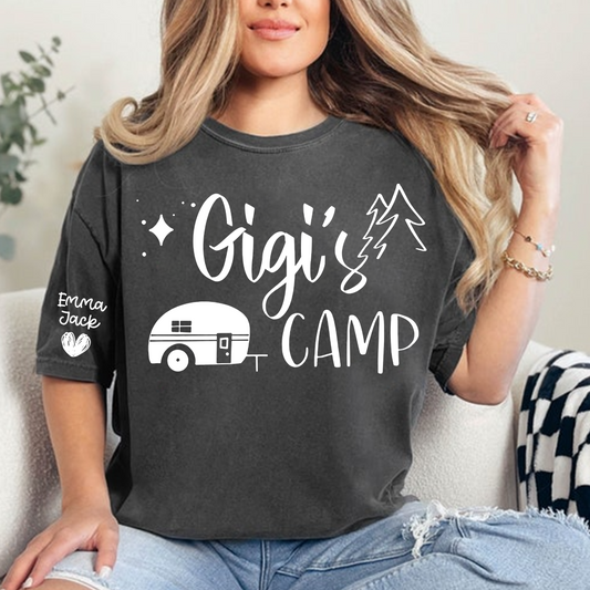 Gigi's Custom Camp Shirt with Grandkids Names | Personalized Adventure Tee