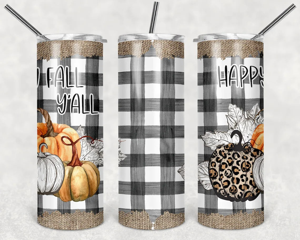 Halloween Skinny Tumbler Happy Fall Y'all