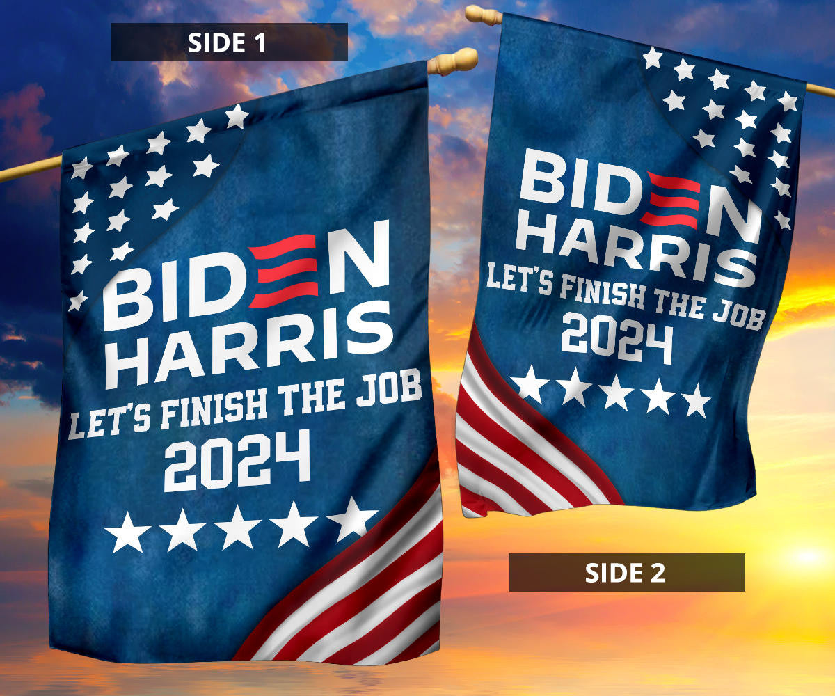 Biden Harris 2024 Flag Let's Finish The Job Joe Biden 2024 Presidential Campaign Slogan