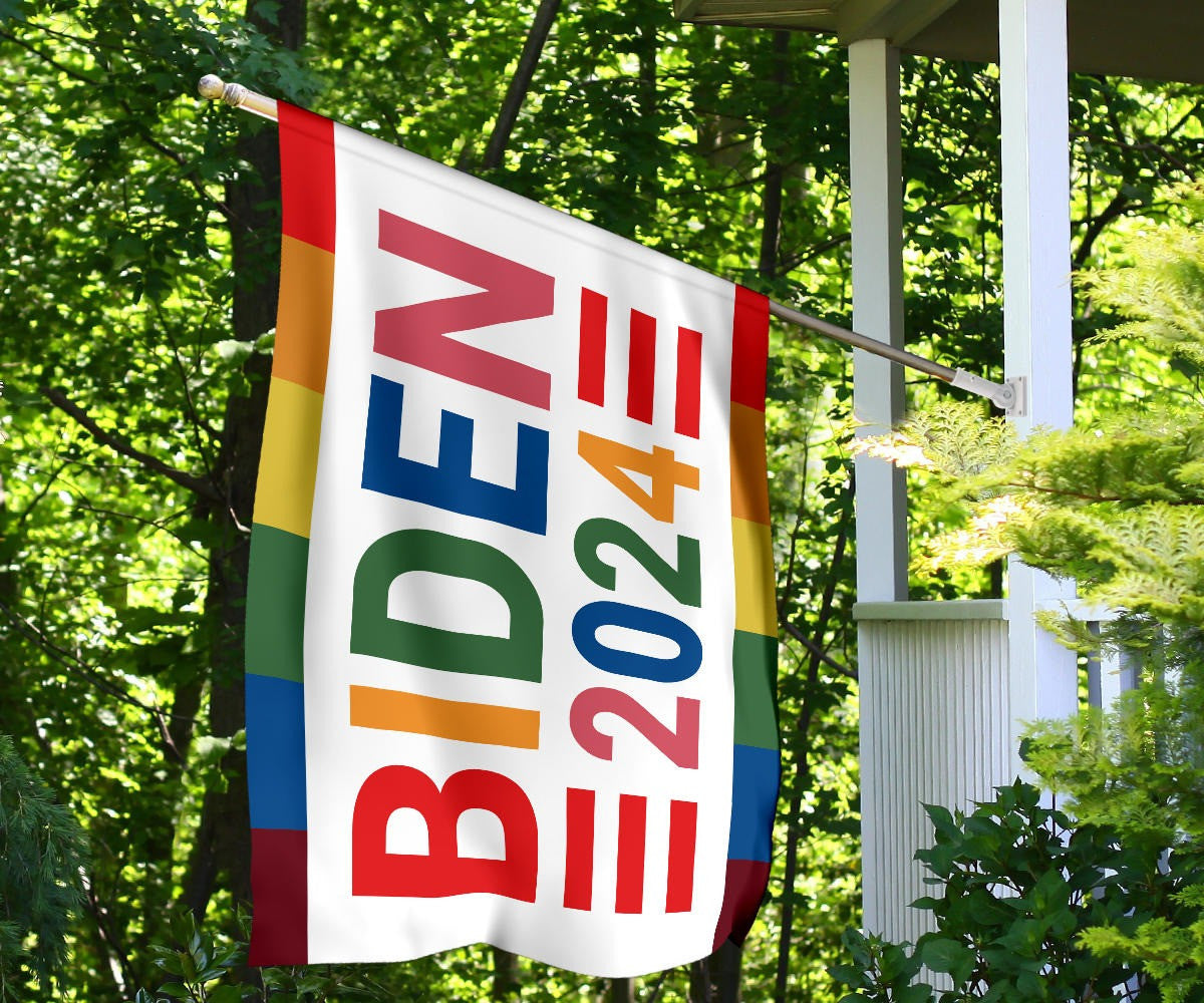 Biden 2024 Flag LGBTQ Hope Love Peace Biden Harris Campaign Merch 2024 Presidential Election