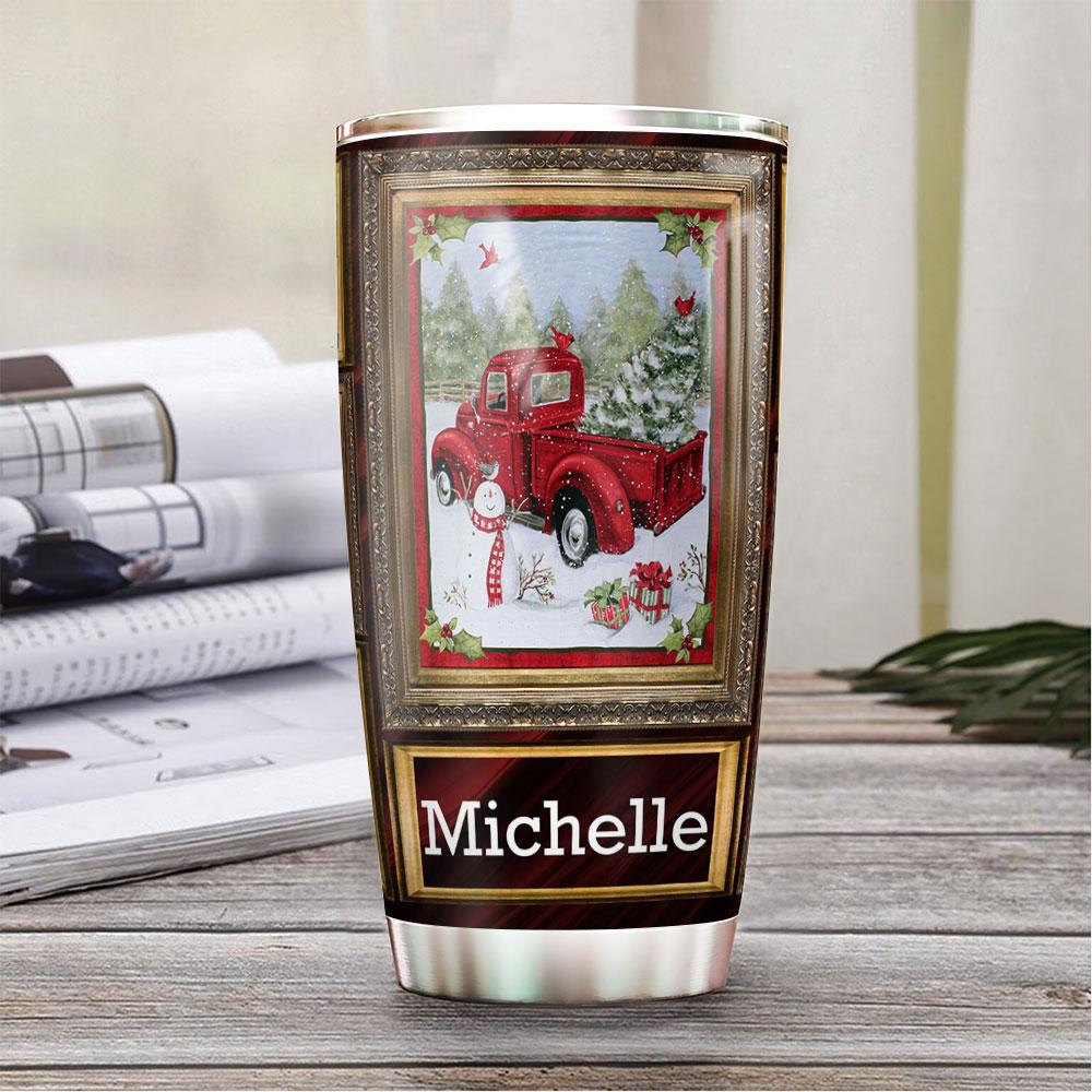 Personalized Red Christmas Truck Tumbler