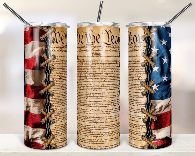 Personalized Skinny Tumbler Patriotic American We The People Constitution For Straight