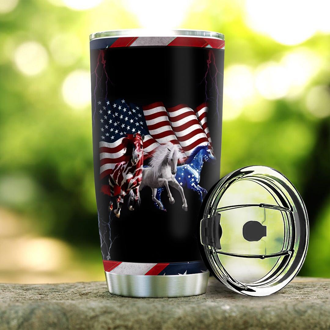 Personalized Horse Tumbler American Flag