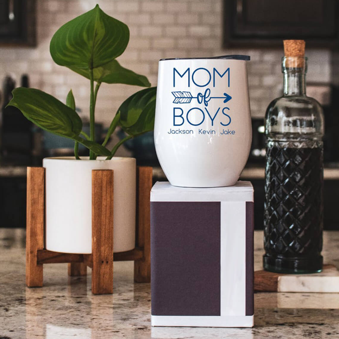 Personalized Mom Wine Tumbler Mom Of Boys