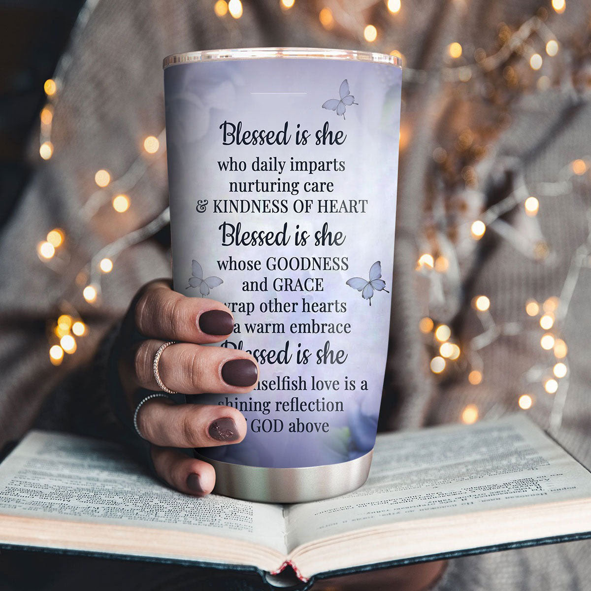 Personalized Christian Tumbler Blessed Is She