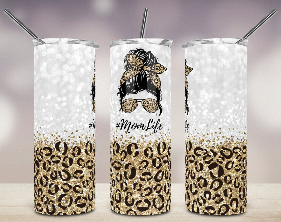 Mom Skinny Tumbler Mom Life Glitter Skinny Tumbler