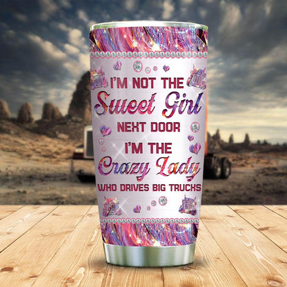 Personalized Lady Trucker Tumbler Pink Metal Style