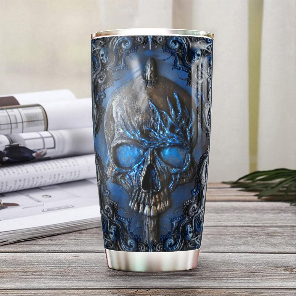 Personalized Halloween Tumbler Blue Skull Tumbler