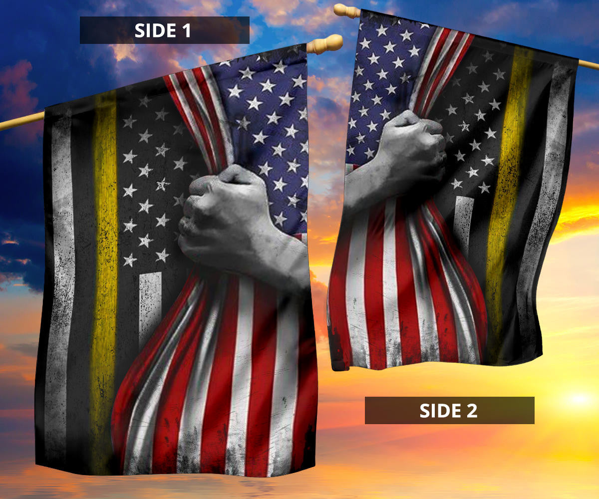 Thin Yellow Line Flag And America Vintage Flag Thin Gold Line Flag For Police 911 Dispatcher