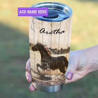 Personalized Black Horse Tumbler Never Forget Who You Are