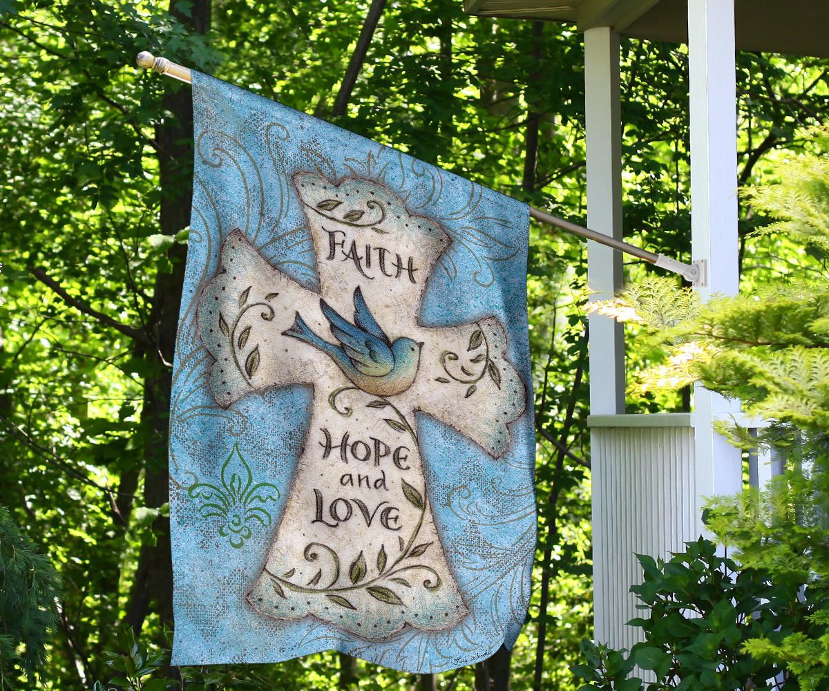 Faith Hope And Love Cross Flag Indoor Outdoor Decor Christian Mothers Day Gift