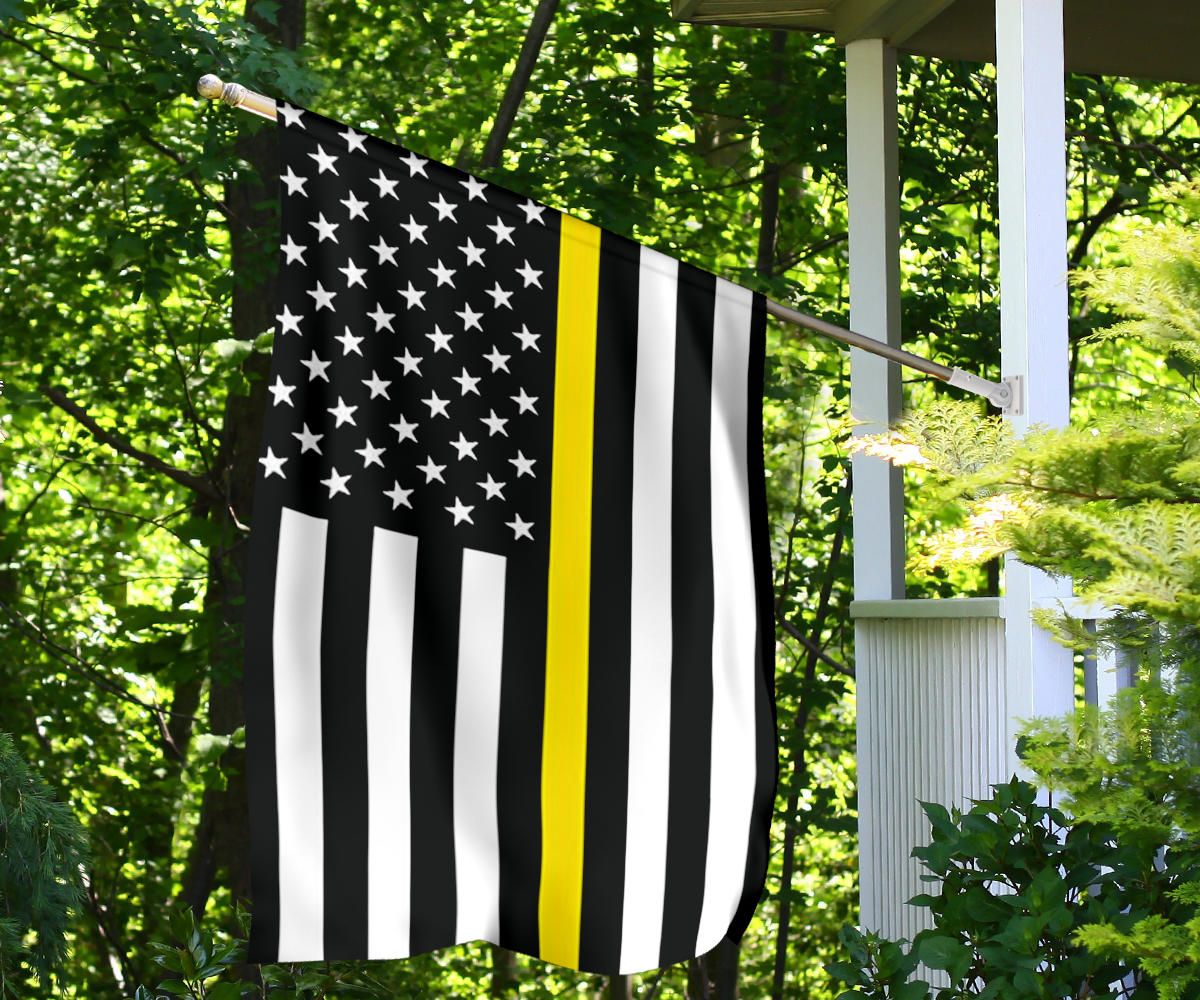 Thin Yellow Line Flag Gold Honor Dispatcher Tow Truck Driver Security Guard Loss Prevention