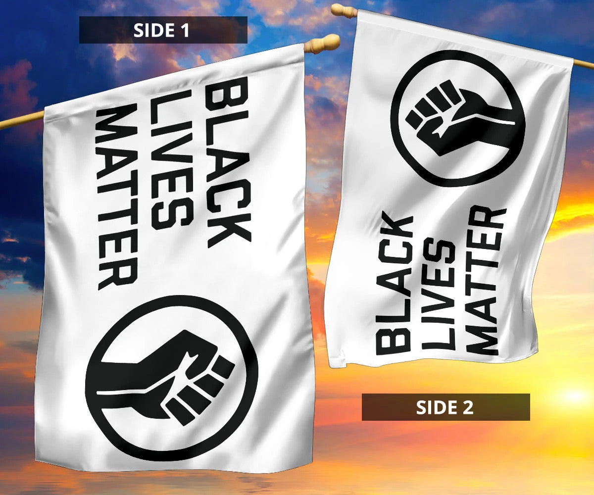 Black Lives Matter Fist Flag For Outdoor Decoration Banner White