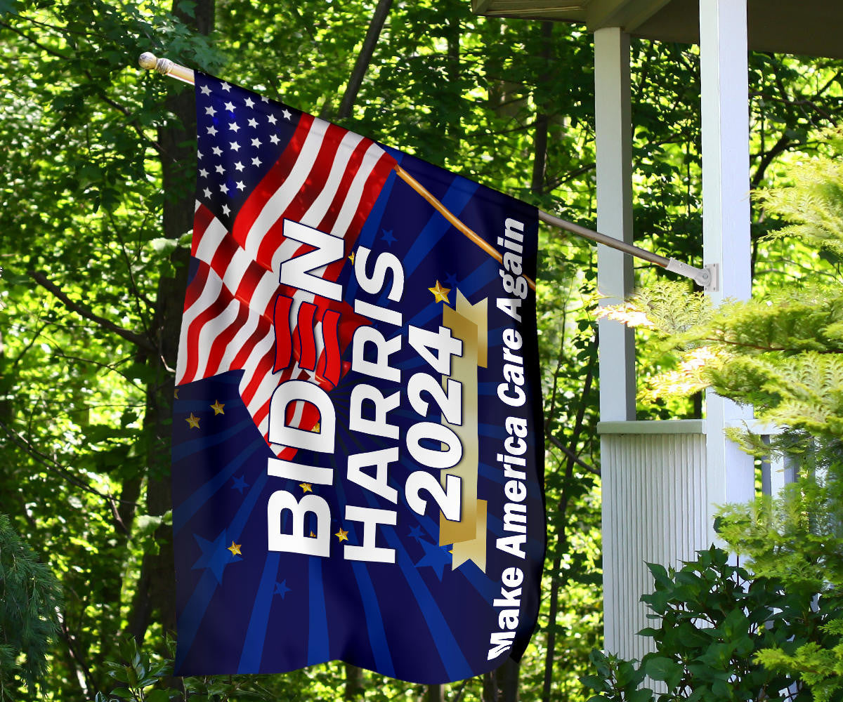 Biden Harris 2024 Make America Care Again Flag Joe Biden Campaign Slogan Merch