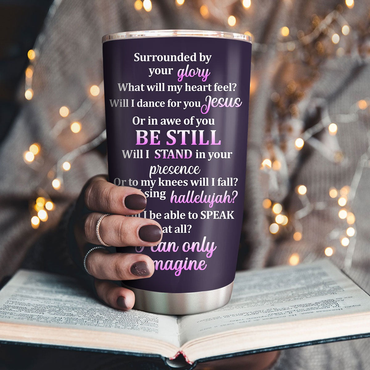 Personalized Christian Tumbler I Can Only Imagine Purple Butterfly