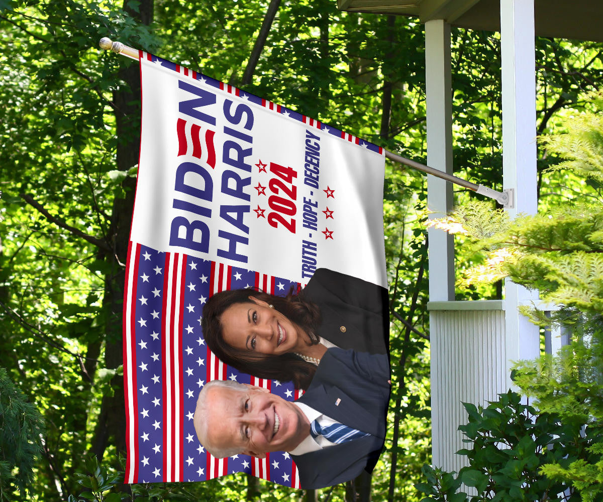 Biden Harris 2024 Truth Hope Decency Flag Joe Biden Harris Presidential Campaign Merch