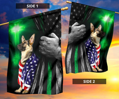 Thin Green Line Dog America Flag God Bless America Decor