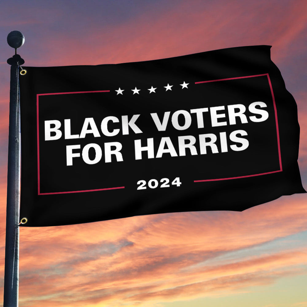 Black Voters For Harris 2024 Flag Kamala For President Flag Democrat Merch