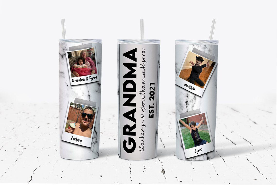 Custom Photo Grandma Skinny Tumbler