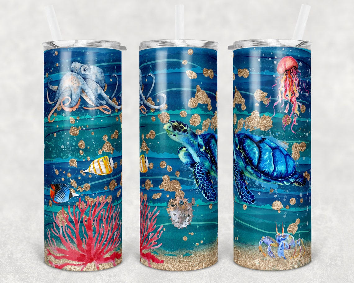 Sea Turtle Skinny Tumbler Life Under Sea