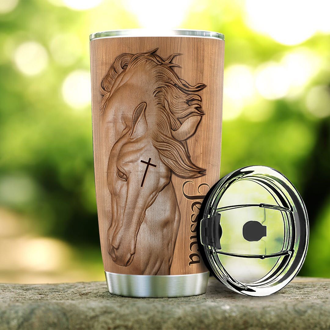 Personalized Horse Tumbler For Women This Girl Runs On Jesus And Horses