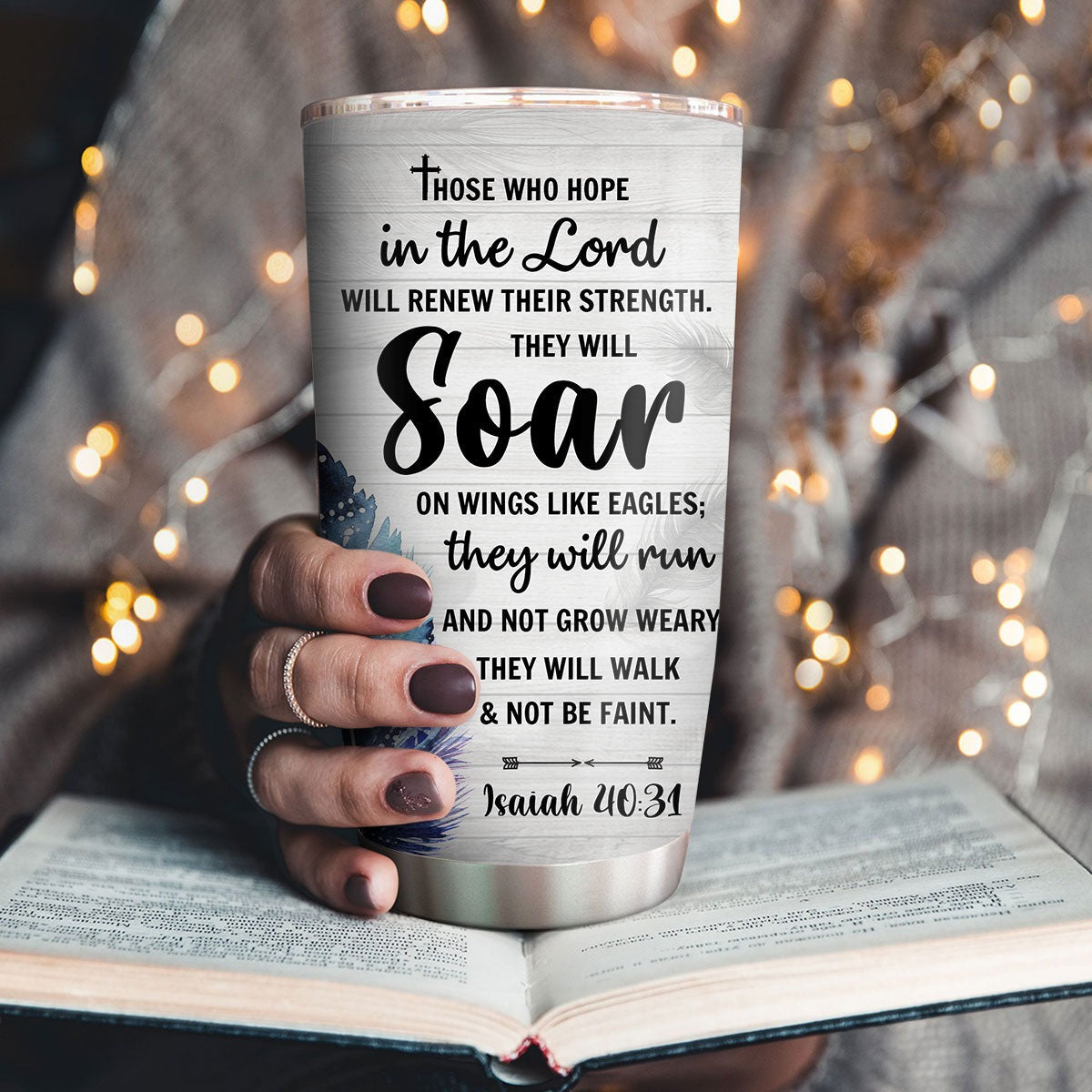 Personalized Christian Tumbler Those Who Hope In the Lord Will Renew Their Strength