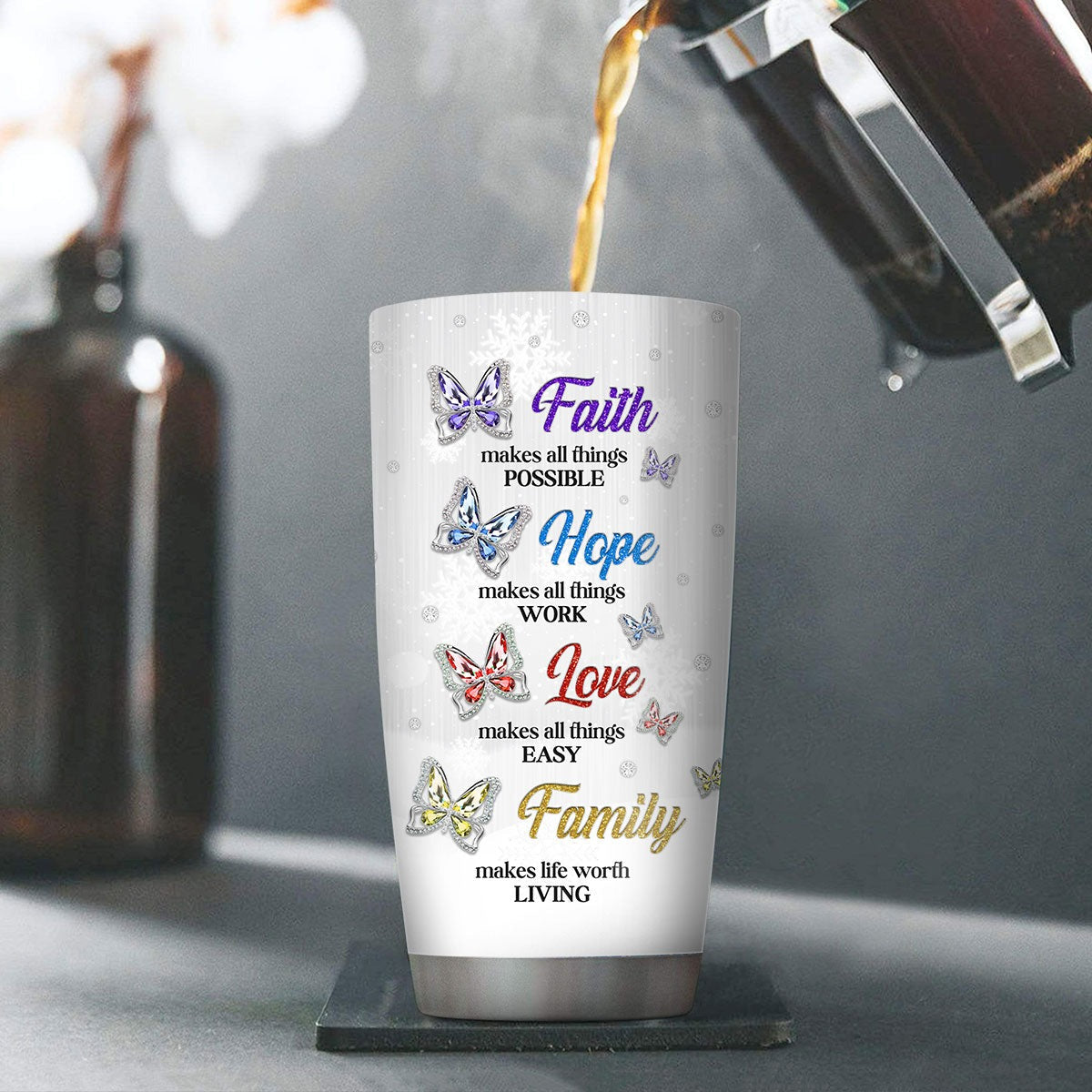 Personalized Christian Tumbler Faith Makes All Things Possible