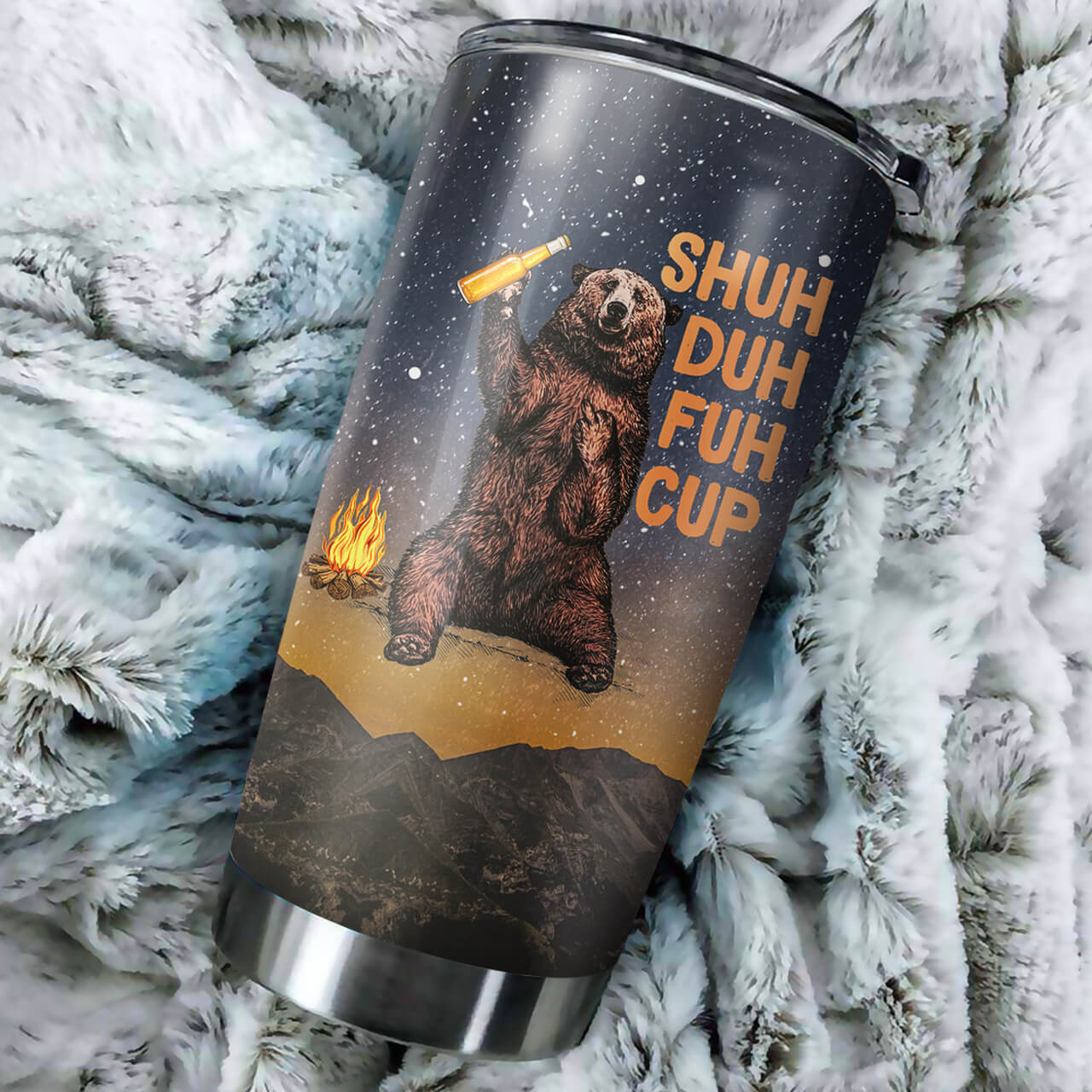 Camping Beer Bear Tumbler Shuh Duh Fuh Cup I Hate People