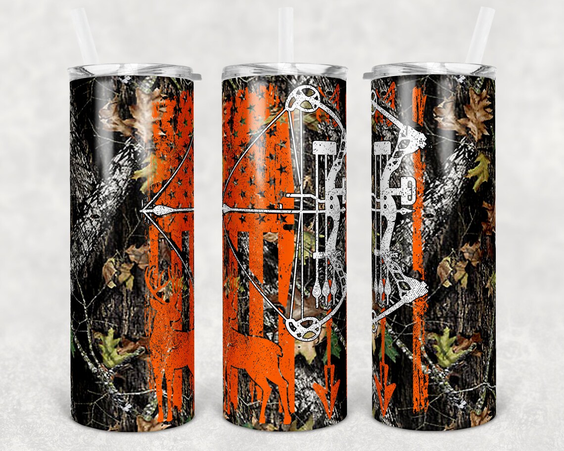 Deer Hunting Skinny Tumbler With Bow