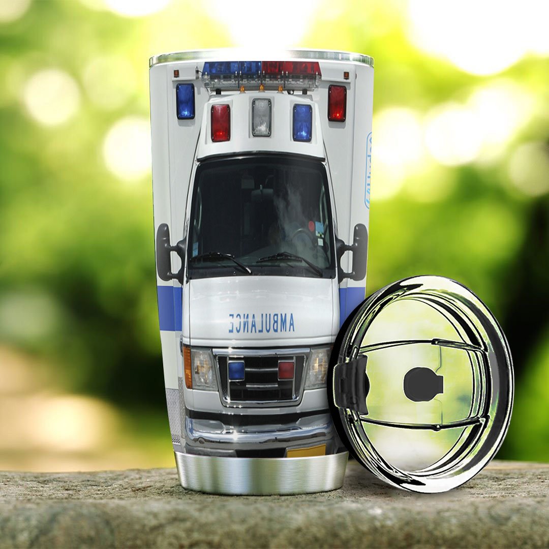 Personalized 20oz Nurse Stainless Steel Tumbler Nurse Emergency Ambulance Car