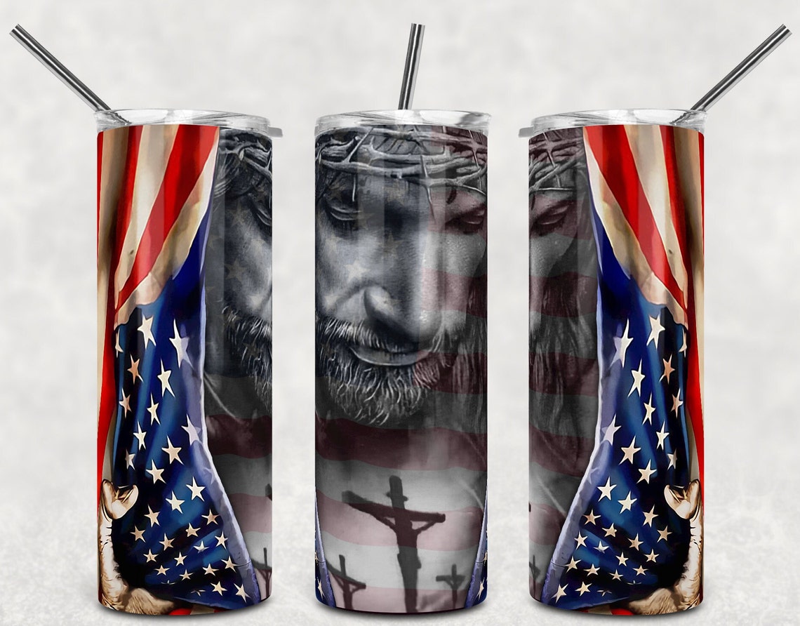 Jesus Skinny Tumbler American Flag