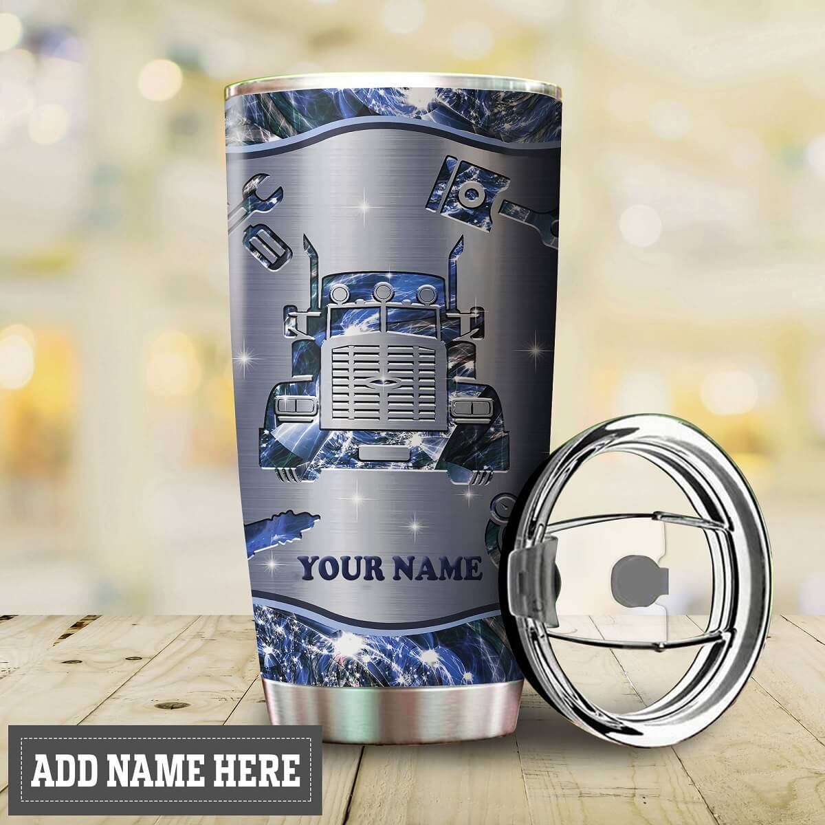 Personalized Trucker Tumbler Glitter Tumbler