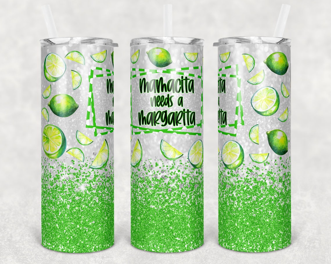 Funny Skinny Tumbler Mamacita Needs A Margarita Glitter Skinny Tumbler