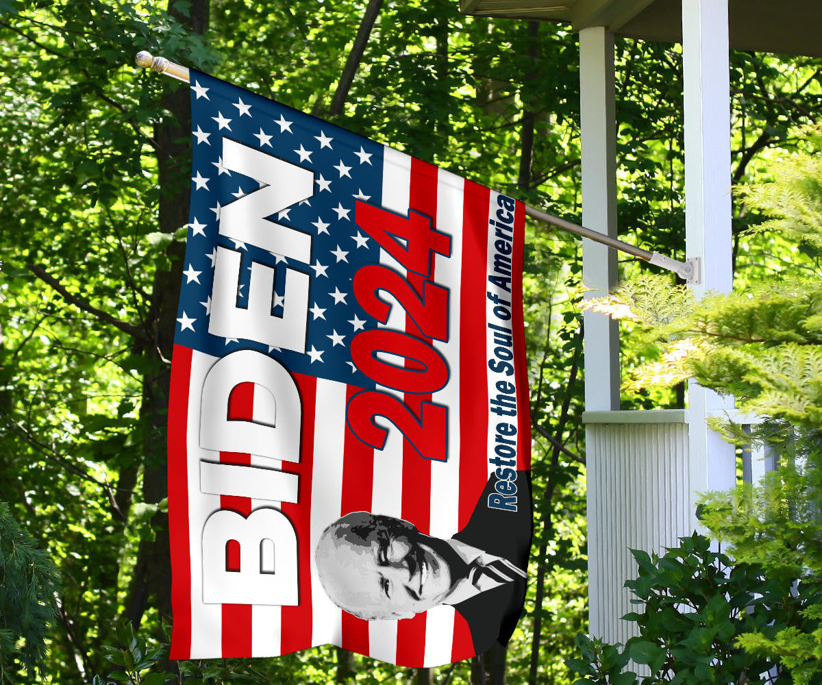 Biden 2024 Flag Restore The Soul Of America Biden Harris Campaign Merch For Sale