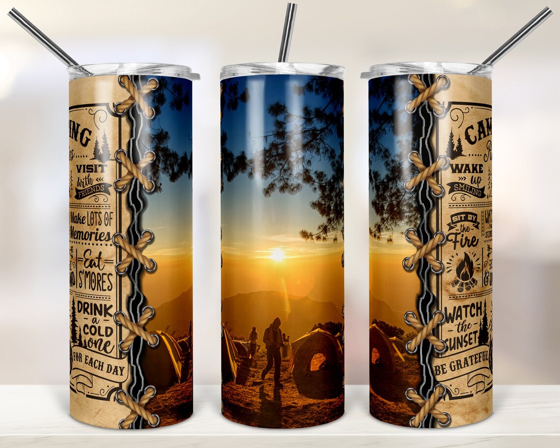 Camping Rules Skinny Tumbler Relax Unwind