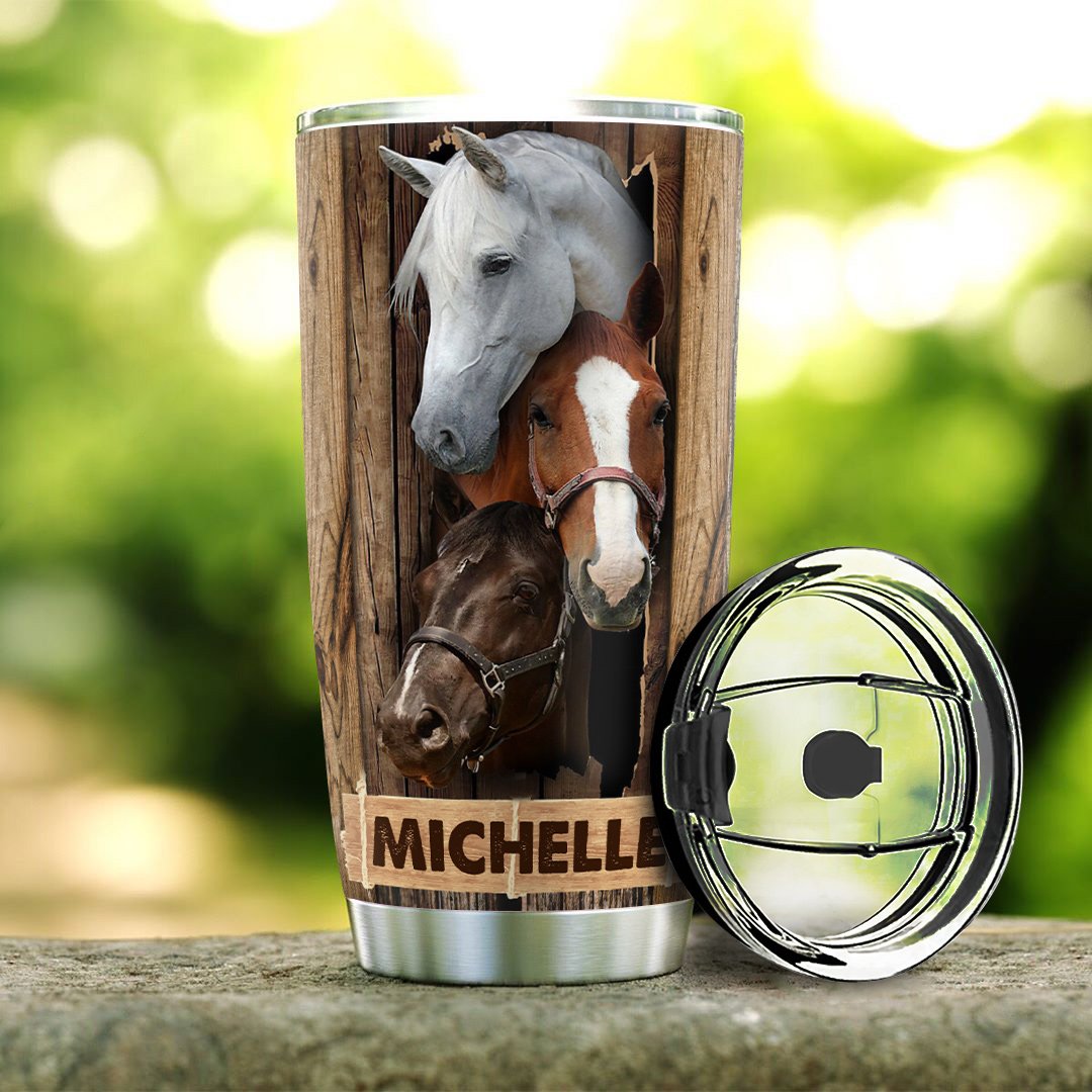 Personalized Horse Tumbler He Is Sanity Happiness Teacher Therapist Best Friend